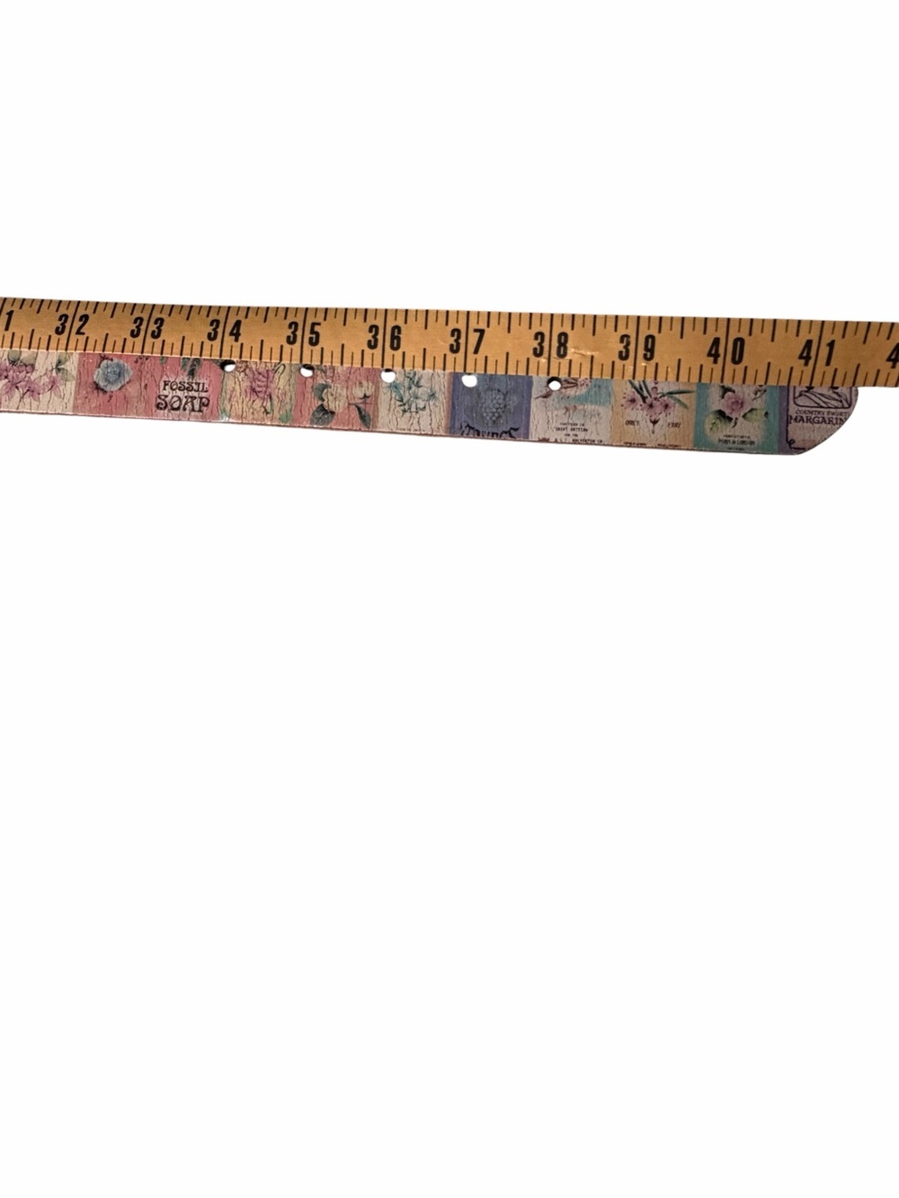 Fossil Ladies Leather Casual Belt with Retro Floral Advert Motif, Medium 35”-37” - Picture 8 of 11